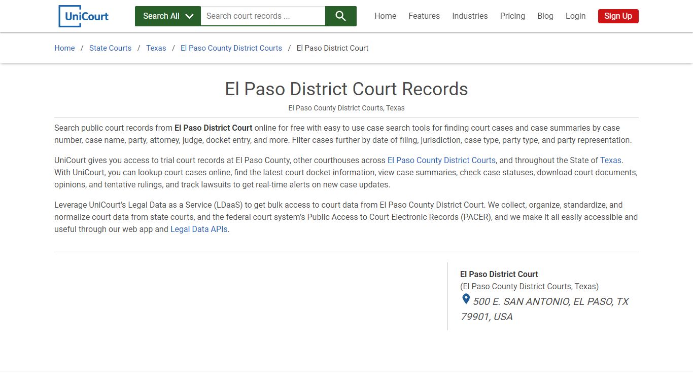 El Paso District Court Records | El Paso | UniCourt