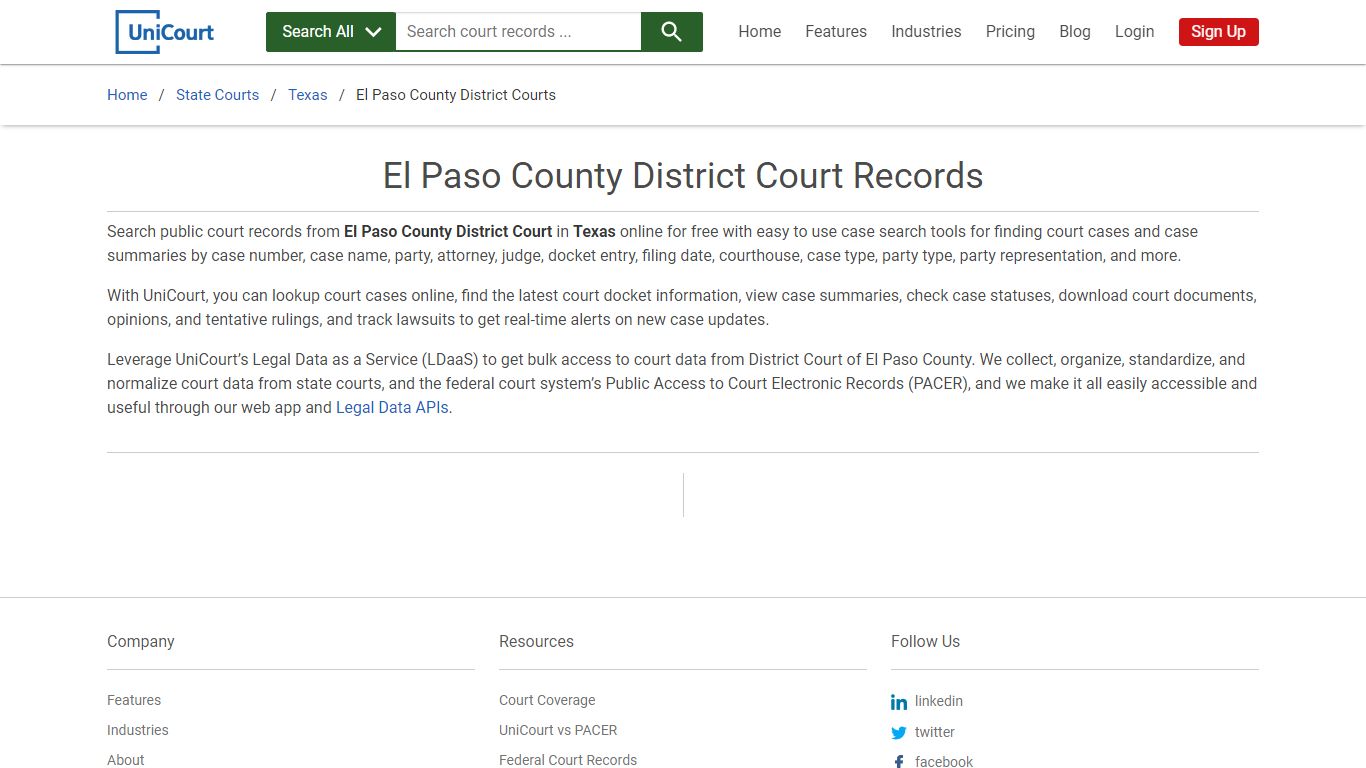 El Paso County District Court Records | Texas | UniCourt